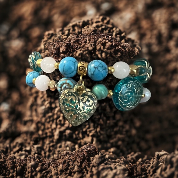 Turquoise Vintage style Bracelet set - Picture 3 of 4